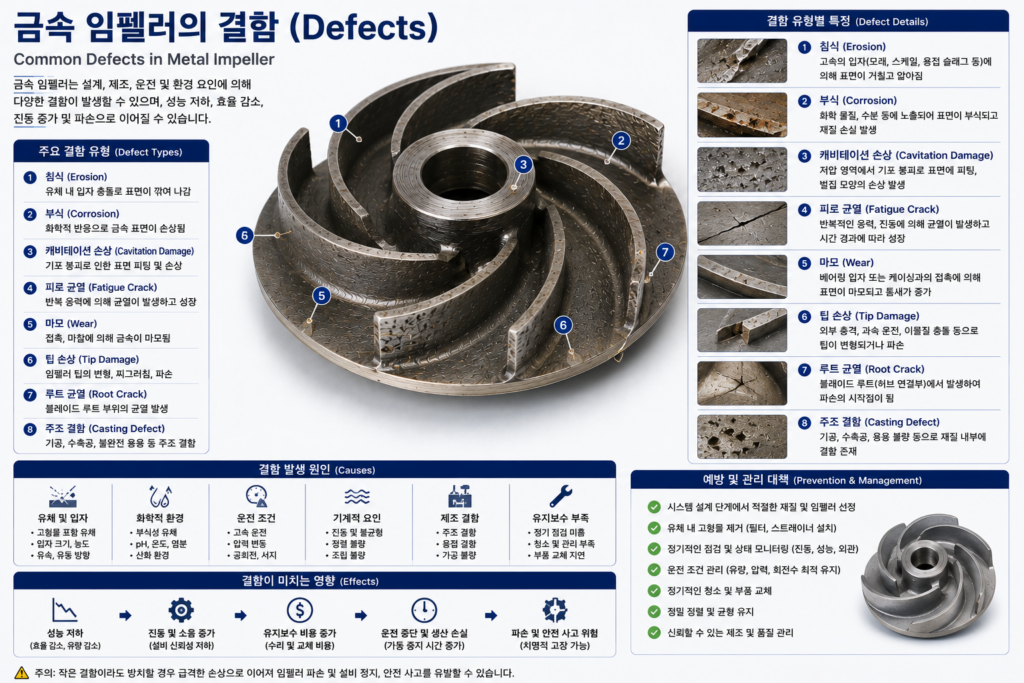 금속 임펠러의 결함