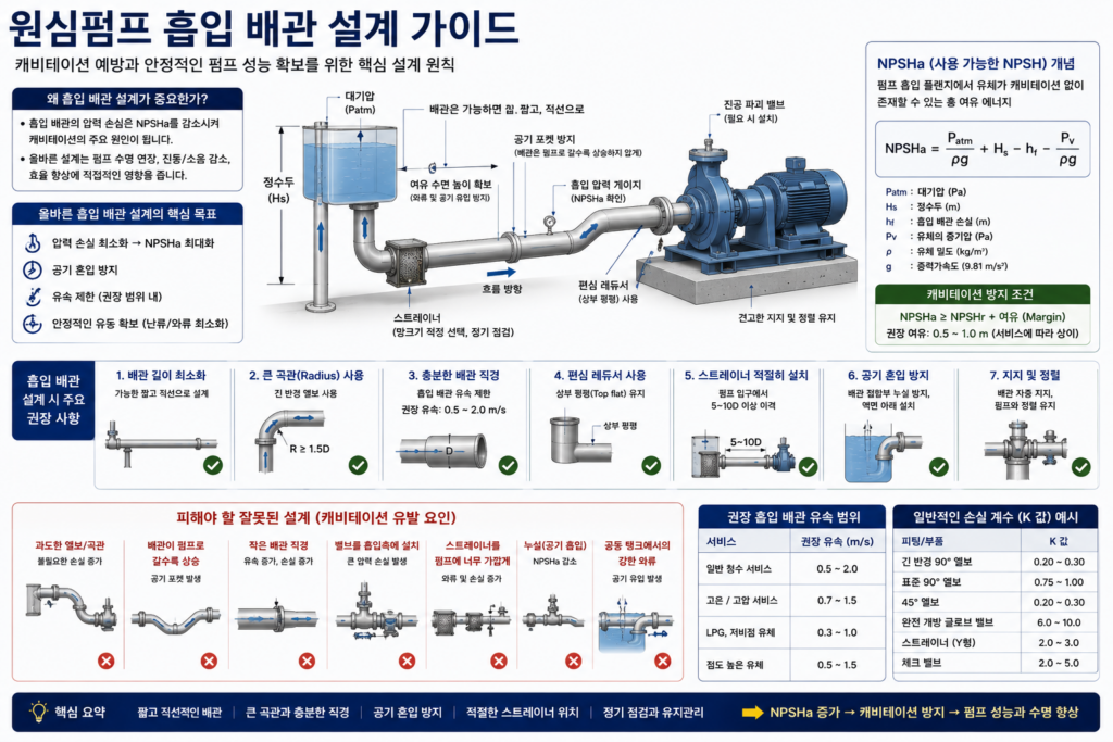 원심펌프 흡입 배관 설계 가이드