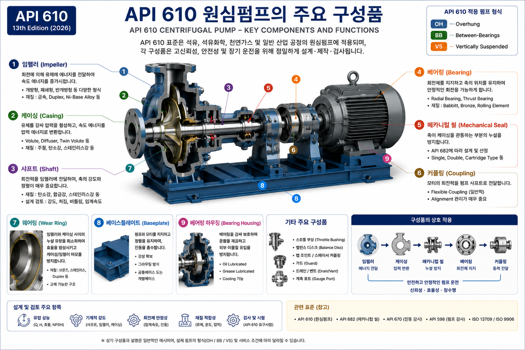 API 610 원심펌프 주요 구성품