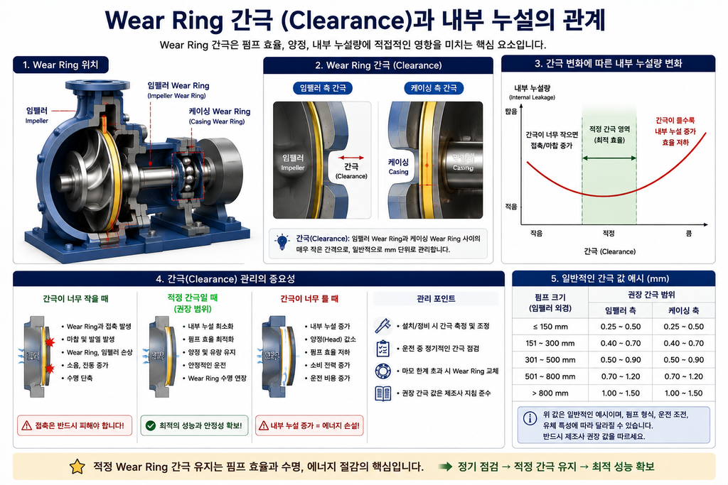 Wear Ring 간극(Clearance)과 내부 누설의 관계