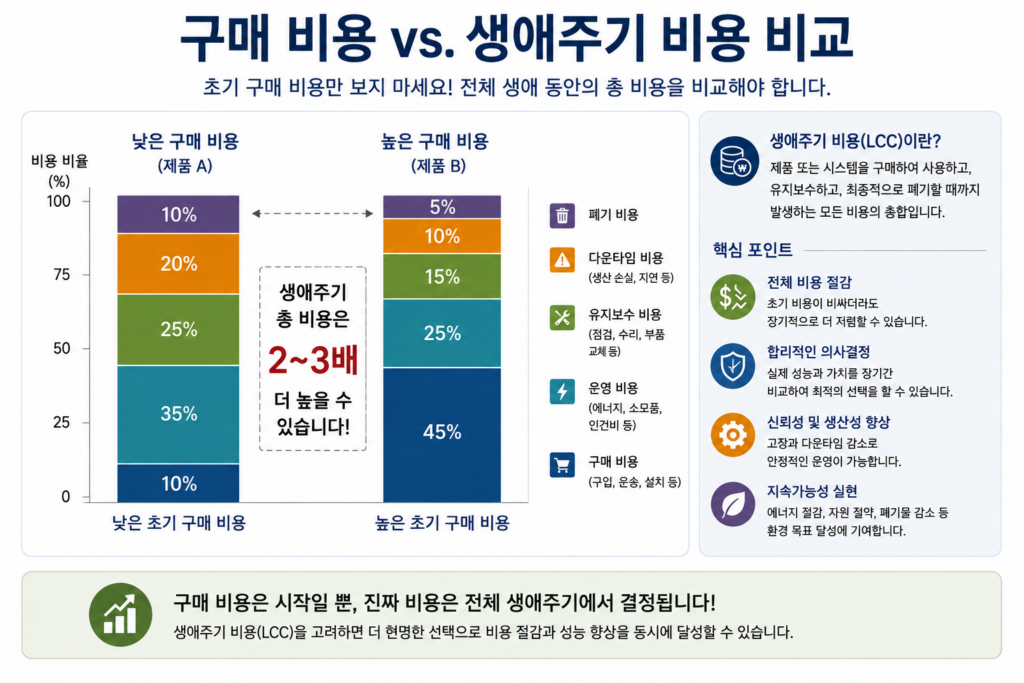 구매비용 vs. 생애주기 비용 비교