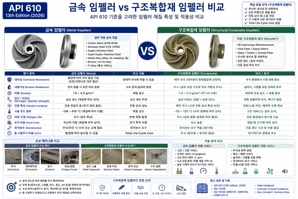 금속 임펠러와 구조복합재 임펠러 비교
