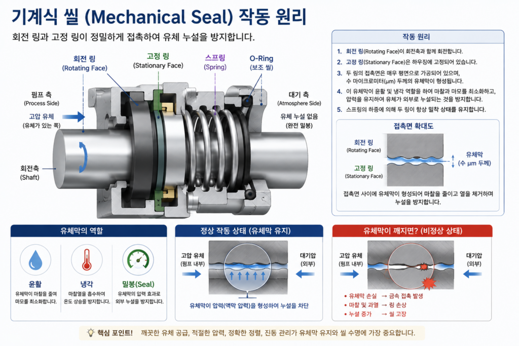 기계식 씰의 작동 원리와 유체 누설 방지 메커니즘
