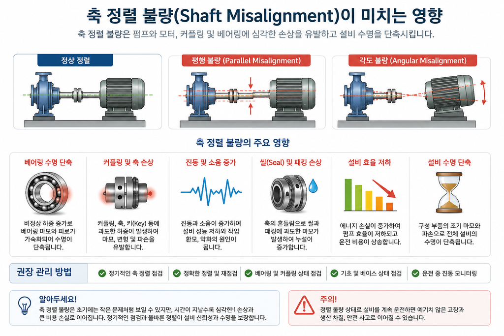 축 정렬 불량이 Bearing과 Mechanical Seal에 미치는 영향