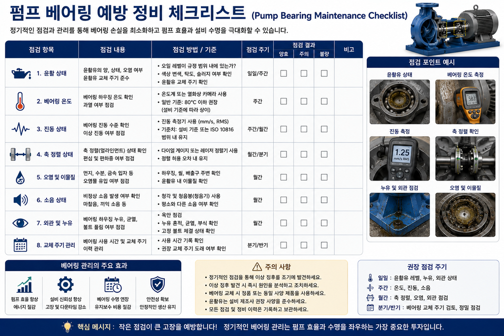 펌프 베어링 예방 정비 체크리스트