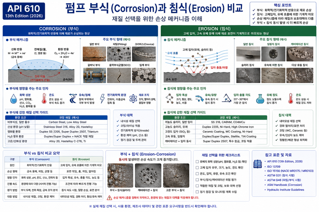 펌프 부식과 침식 비교