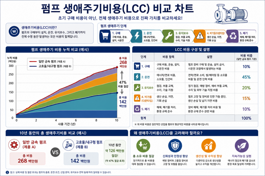 펌프 생애주기 비용 비교 차트