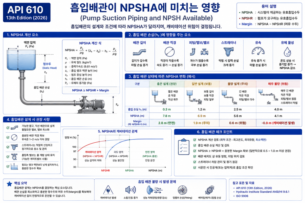 흡입배관이 NPSHA에 미치는 영향