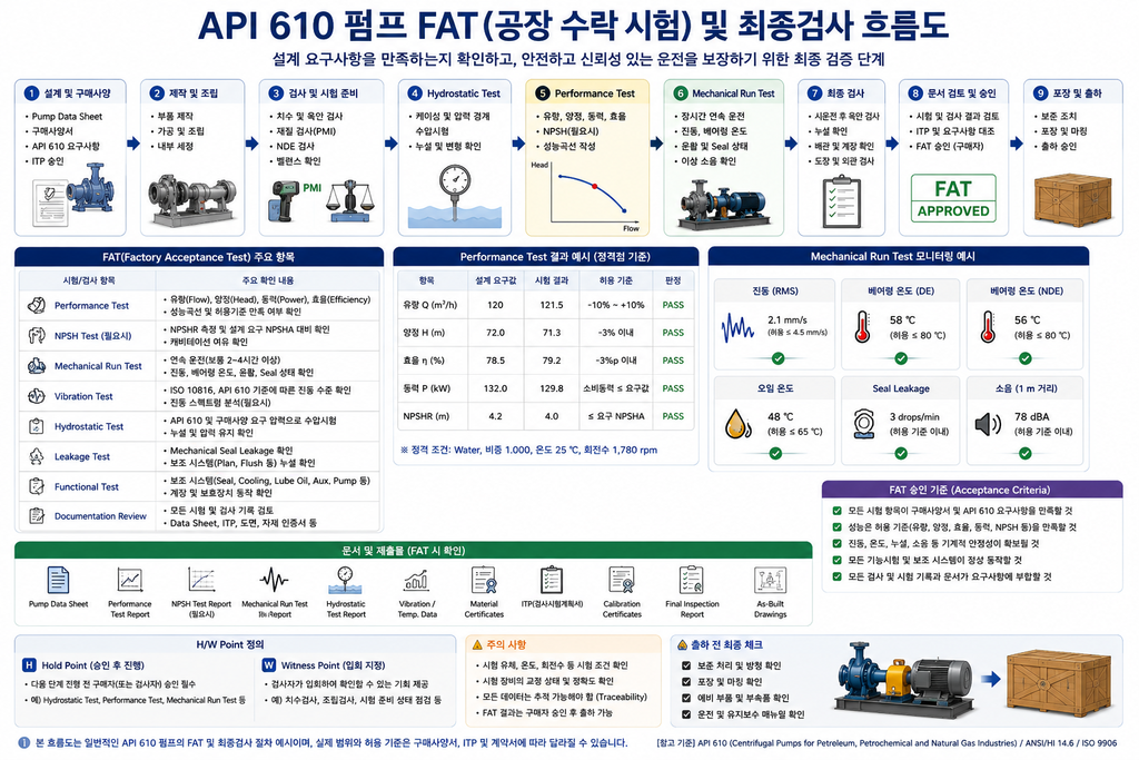 API 610 펌프 FAT와 최종검사