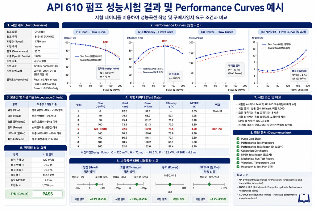 API 610 펌프 성능시험 곡선
