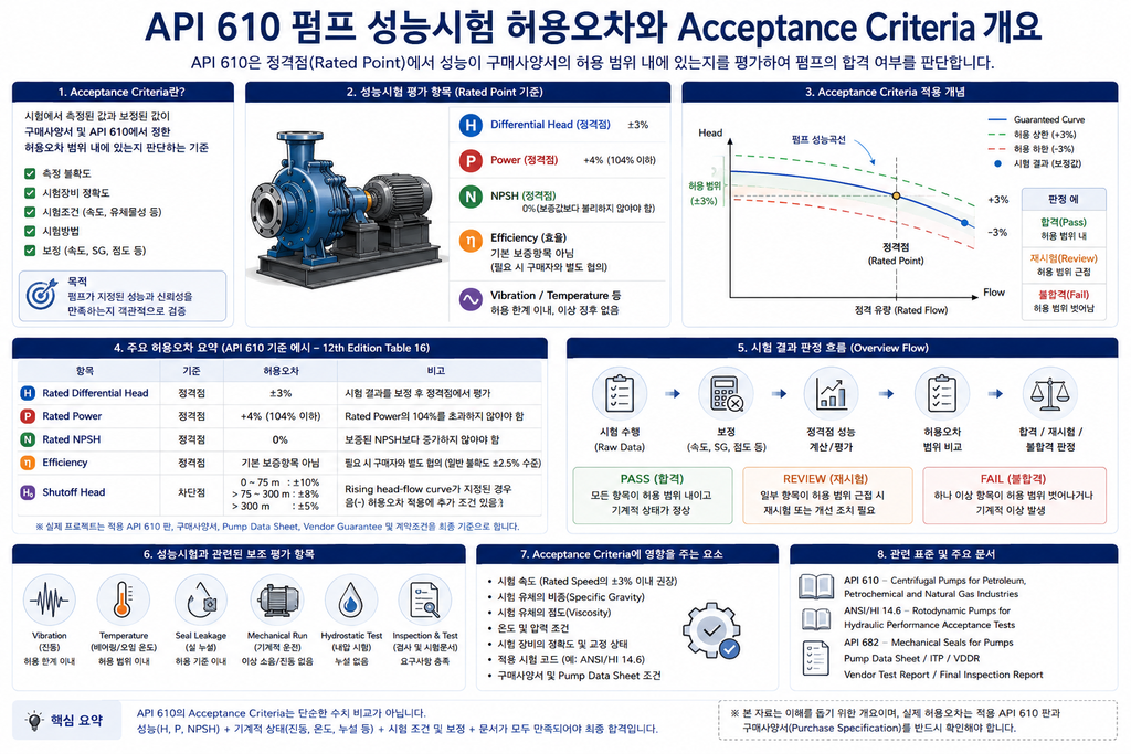 API 610 펌프 성능시험 Acceptance Criteria 개요
