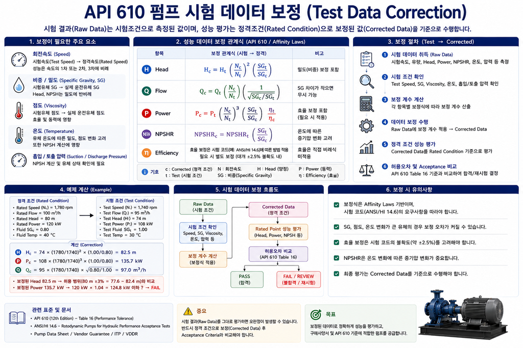 API 610 펌프 시험 데이터 보정